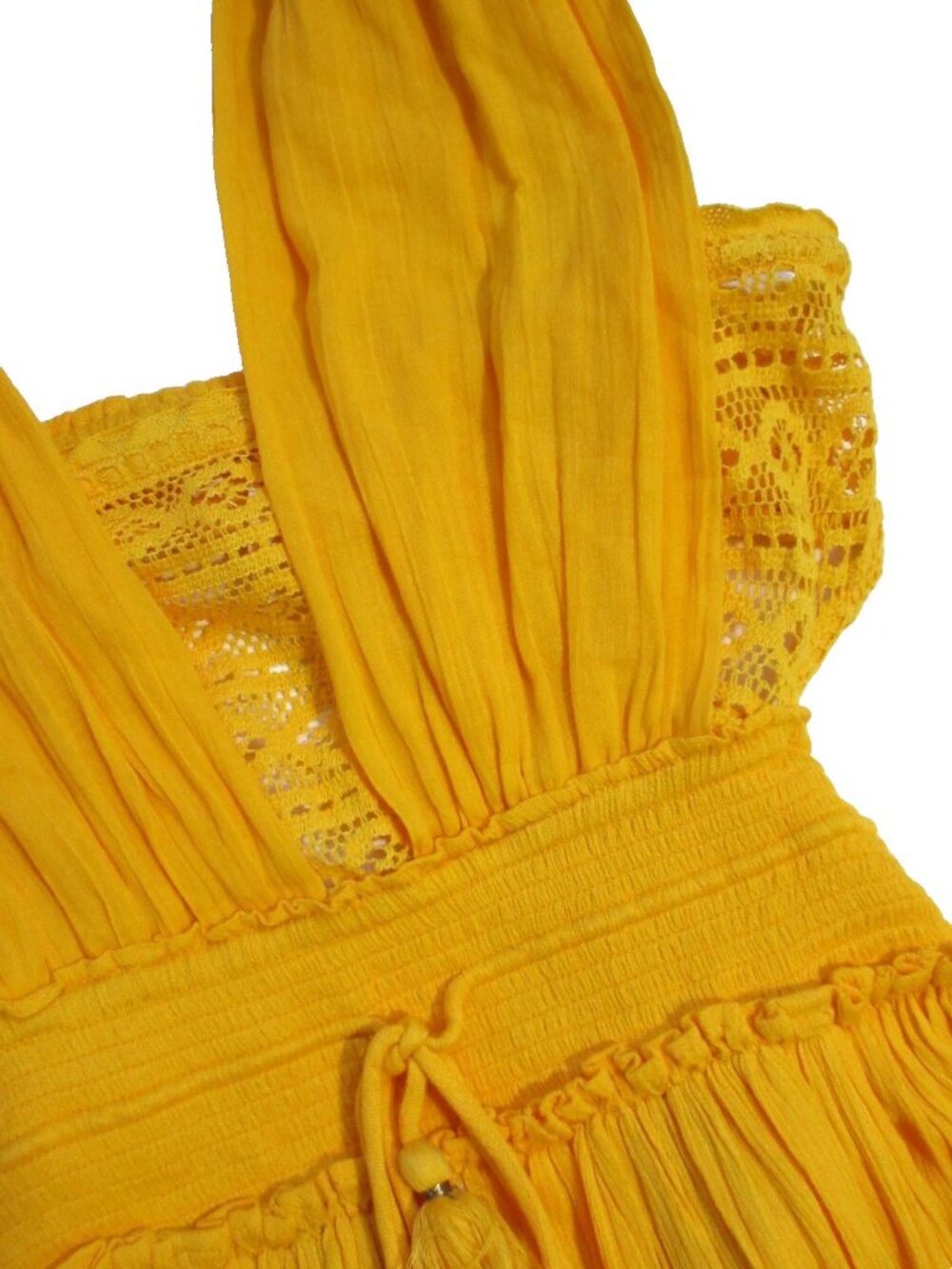 NWT Free People Santa Maria Maxi in Citrus Ave Orange Crochet Lace Trim Dress S - Picture 7 of 8